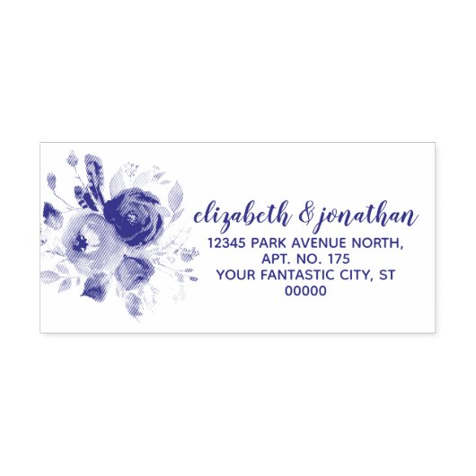 Boho Elegant Floral Wedding Return Address Zelfinktende Stempel (Design)