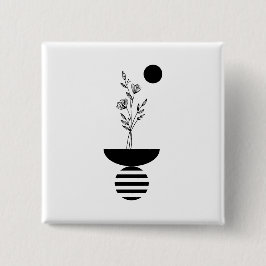 Boho Elegant Flower Vierkante Button 5,1 Cm