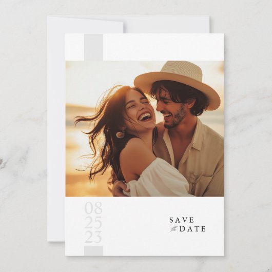 Boho Elegant Fotohuwelijk Bewaar de datum Kaart (Voorkant)