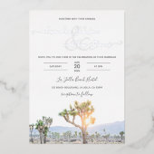 Boho Elegant Greenery Foto Joshua Tree Wedding Folie Uitnodiging (Voorkant)