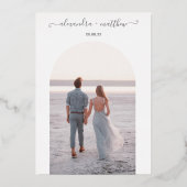 Boho Elegant Greenery Foto Joshua Tree Wedding Folie Uitnodiging (Achterkant)