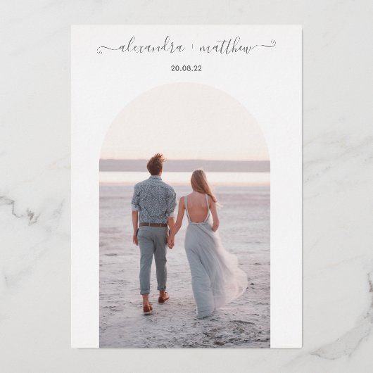 Boho Elegant Greenery Foto Joshua Tree Wedding Folie Uitnodiging (Achterkant)