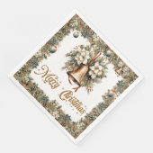 Boho Elegant groen en kerst gouden klokken Servet (Hoek)