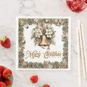 Boho Elegant groen en kerst gouden klokken Servet (Insitu)