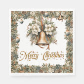 Boho Elegant groen en kerst gouden klokken Servet (Voorkant)
