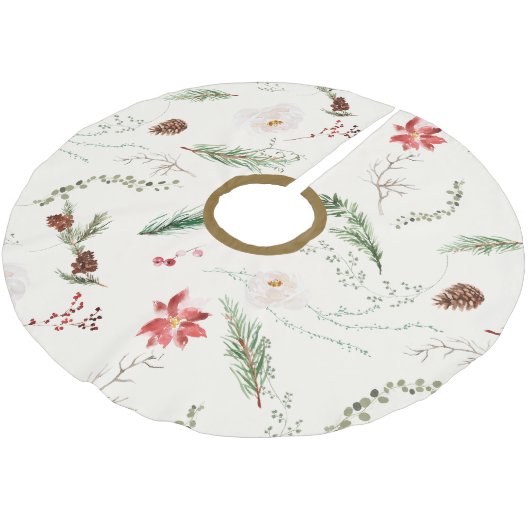 Boho Elegant Kerstgroen Poinsettia Rustiek Kerstboom Rok (Gekanteld)