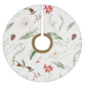 Boho Elegant Kerstgroen Poinsettia Rustiek Kerstboom Rok (Voorkant)