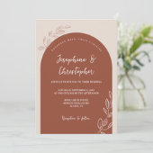 Boho Elegant Leaf Terracotta Burnt Sinaasappels bo Kaart (Staand voorkant)