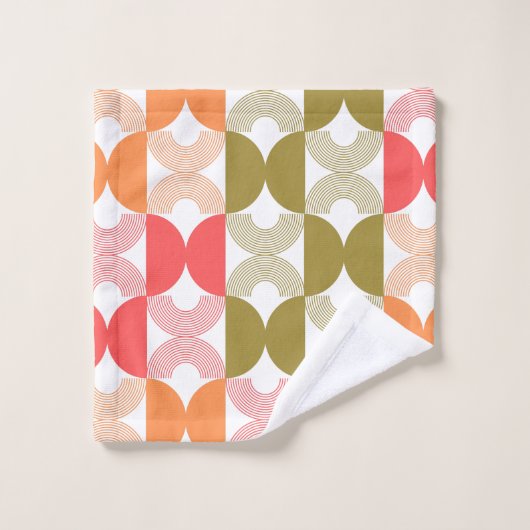 Boho Elegant Line art Meid-eeuwse moderne kleurrij Bad Handdoek (Wasdoekje)