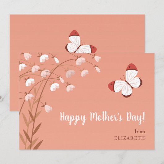 Boho Elegant Moederdag Butterfly Wildflowers Feestdagenkaart (Voorkant / Achterkant)