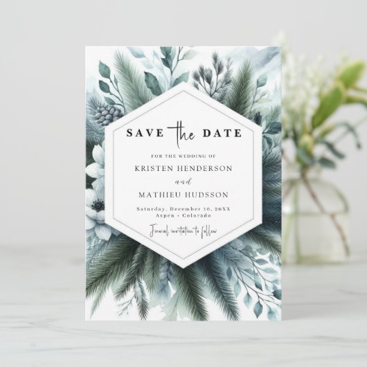 Boho Elegant Mountain Wedding Save The Date (Staand voorkant)