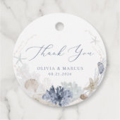 Boho Elegant Ocean Beach Blauw Bruiloft Dank u Bedankjes Labels (Voorkant)