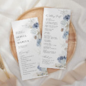 Boho Elegant Ocean Beach Koraal Blauw Bruiloft Programmakaart