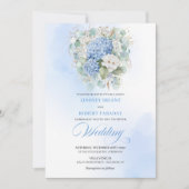 Boho Elegant Pastel Blue Hydrangea Floral Wedding Kaart (Voorkant)