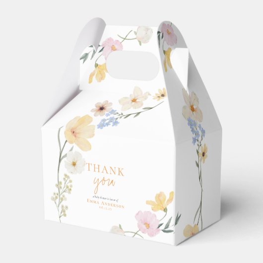 Boho Elegant Pastel Wildflowers Baby shower Bedankdoosjes (Achterkant)