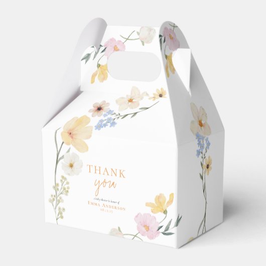 Boho Elegant Pastel Wildflowers Baby shower Bedankdoosjes (Voorkant Zijde)