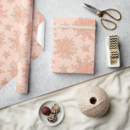 Boho Elegant Perzik Sinaasappel Bloemen Cadeaupapier