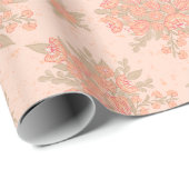 Boho Elegant Perzik Sinaasappel Bloemen Cadeaupapier (Rol Hoek)