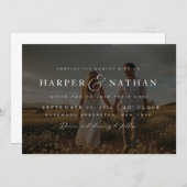 Boho Elegant Photo Overlay RSVP QR Code Wedding Kaart (Voorkant / Achterkant)