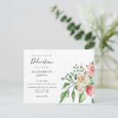Boho Elegant Pink Rose Waterverf Baby Dedicatie Briefkaart (Staand voorkant)