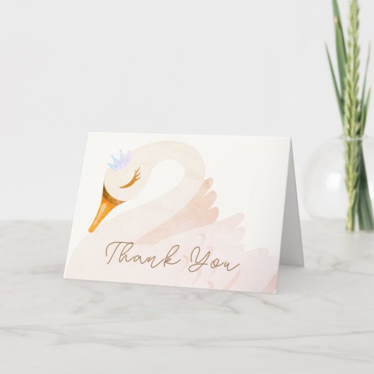 Boho Elegant Princess Swan Girl Baby shower Bedankkaart (Voorkant)