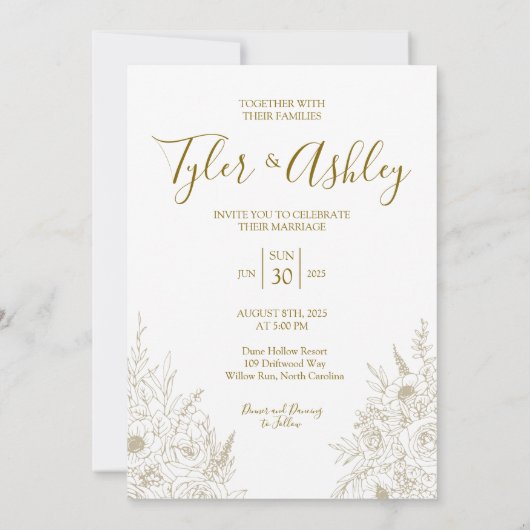 Boho Elegant Romantisch Rustiek Bloemen Huwelijk Kaart (Achterkant)