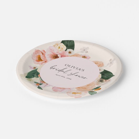 Boho Elegant Roze Bloemen Vrijgezellenfeest Papieren Bordje (Gekanteld)