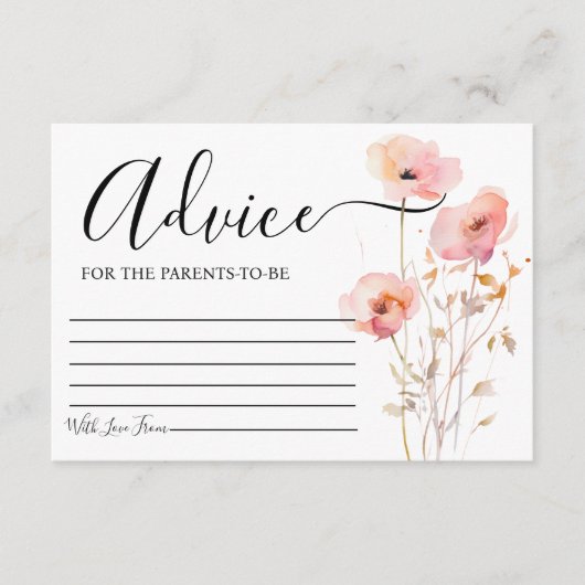 BOHO ELEGANT ROZE BLOZEN ADVIES BABY SHOWER INFORMATIEKAARTJE (Voorkant)