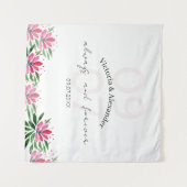 Boho Elegant Roze Lotus Bloemen Waterverf Art Wandkleed (Voorkant (horizontaal))