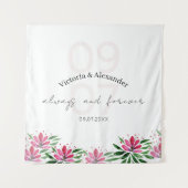 Boho Elegant Roze Lotus Bloemen Waterverf Art Wandkleed (Voorkant)