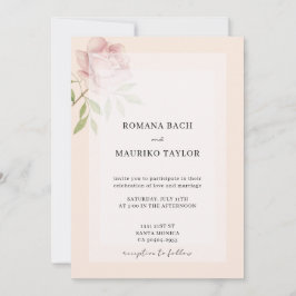 Boho Elegant Roze Rose Waterverf Bloemen Kaart