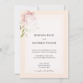 Boho Elegant Roze Rose Waterverf Bloemen Kaart