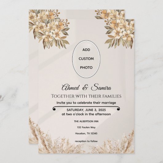 Boho Elegant Rustic Floral Wedding Save the Date (Voorkant / Achterkant)