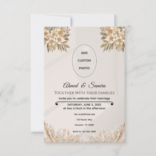Boho Elegant Rustieke Bloemen Huwelijk RSVP Kaartje (Voorkant)