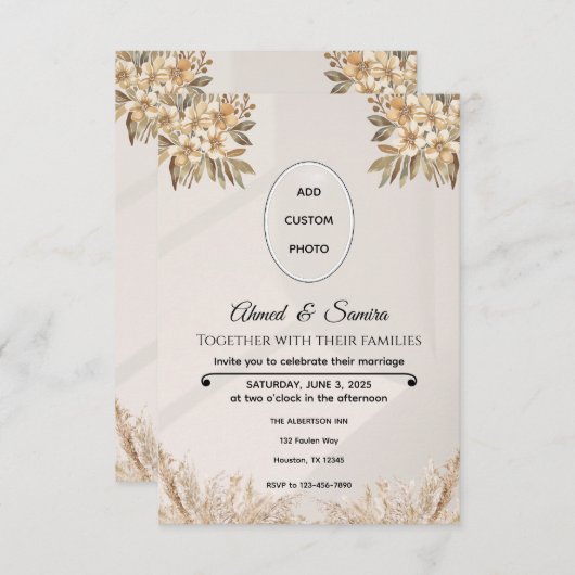 Boho Elegant Rustieke Bloemen Huwelijk RSVP Kaartje (Voorkant / Achterkant)