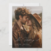 Boho Elegant Script QR Code Fotobruiloft Kaart (Voorkant)