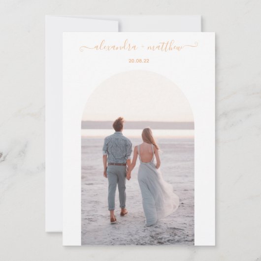 Boho Elegant Sinaasappel Joshua Tree Wedding Kaart (Achterkant)