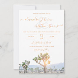 Boho Elegant Sinaasappel Joshua Tree Wedding Kaart