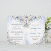 Boho Elegant Stoffig Blauw en Ivoor Bloemen Ceremo (Staand voorkant)