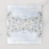 Boho Elegant Stoffig Blauw en Ivoor Bloemen winter Plaatskaartje (Buitenkant ongevouwen)