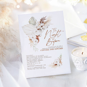 Boho Elegant Terracotta Floral Rehearsal Dinner Kaart