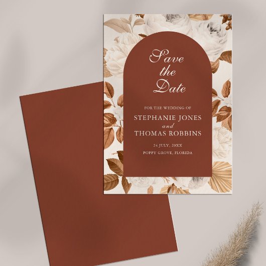 Boho Elegant Terracotta Save the Date Kaart