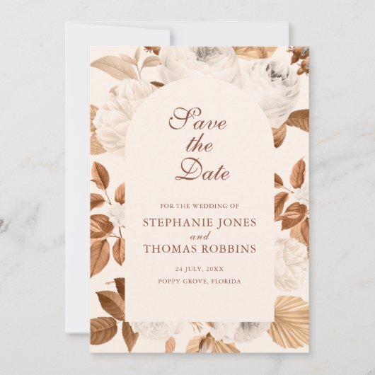 Boho Elegant Terracotta Save the Date Kaart (Voorkant)