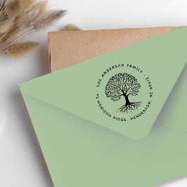 Boho Elegant Tree Roots Familienaam Retouradres Rubberstempel