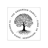 Boho Elegant Tree Roots Familienaam Retouradres Rubberstempel (Afrduk)