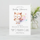 Boho Elegant Uil Baby shower Kaart (Staand voorkant)