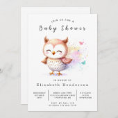 Boho Elegant Uil Baby shower Kaart (Voorkant / Achterkant)