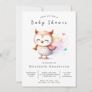 Boho Elegant Uil Baby shower Kaart