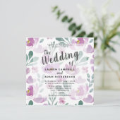 Boho Elegant Waterverf Floral Paars Wedding (Staand voorkant)