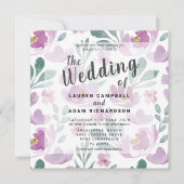 Boho Elegant Waterverf Floral Paars Wedding (Voorkant)